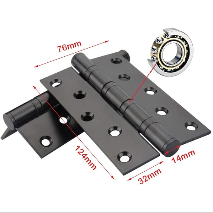 2 Pcs 5" Stainless Steel Ball Bearing Door Hinges with Square Corner for Heavy Duty Wood Door,1/8 Inch Thickness Matte Black