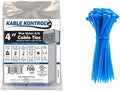Kable Kontrol Blue Zip Ties 4 Inch 100 Pcs, 18 Lbs Tensile Strength, Self-locking Nylon Colored Cable Ties Wire Wraps for Indoor or Outdoor Use