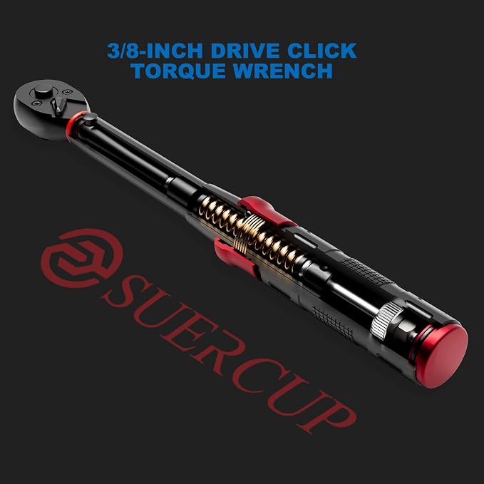 3/8" Click Torque Wrench, 5-45 Ft.Lb, for Bike, Moto, Spark Plugs | 6.8-61Nm, ±3% Accuracy, Dual-Direction Adjustable 72 Tooth, Click Type Torque Wrench, for Oil Drain, Engine Repair & ATV/MTB
