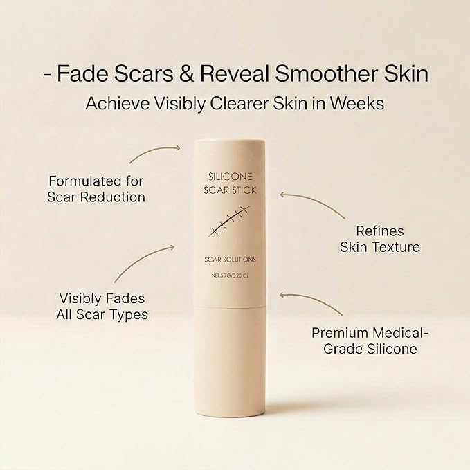 Scar Stick, Suitable for Old Scars, Acne Marks, and Stretch Marks,Formula Infused with Centella Asiatica Extracts and Vitamin E Soothes, Repairs and Forms Protective (1PCS)