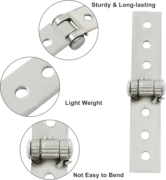 Murtenze 4PCS 3 Inch Folding Butt Hinges Silver, Strap Hinges Stainless Steel Furniture Cabinet Window Hinges