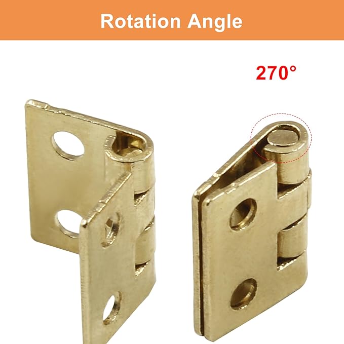 100Pcs Small Gold Hinge,0.31"x0.39" Mini Hinges,Brass Butt Hinge,Tiny Hinges for Mini Cabinet Jewelry Wooden Box,Doll House DIY Hinges with Mounting Screws