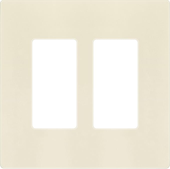 ENERLITES Screwless Decorator Wall Plates Child Safe Outlet Covers, Gloss Finish, Medium Size 2-Gang 4.88" H x 4.92” L, Unbreakable Polycarbonate Thermoplastic, SI8832M-LA, Light Almond