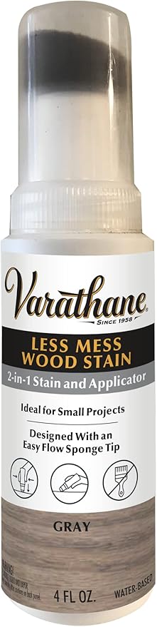 Varathane 368034 Less Mess Wood Stain and Applicator, 4 oz, Gray