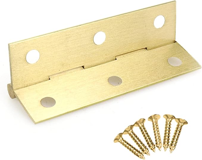 Mcredy 2 Pcs Cabinet Hinges 2.5" Extruded Solid Brass Interior Door Butt Hinge Heavy Duty Satin Nickel for Cabinet Closet Wood Box
