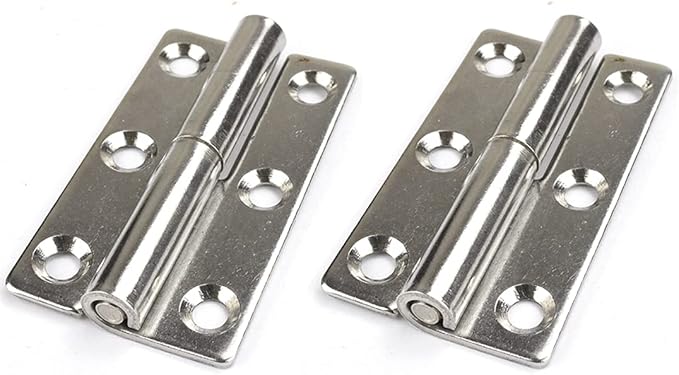2pcs Lift Off Hinge Small Slip Joint Flag Hinges-Lift Off Right Handed Lid Door - 3inch Long 6 Holes Lift Off Hinge