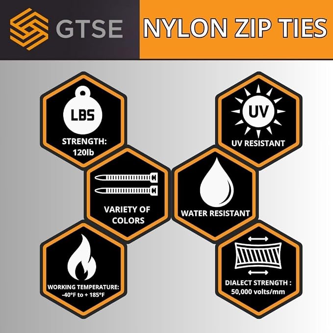 GTSE 14 Inch Brown Heavy Duty Zip Ties, 1,000 Bulk Pack, 120lb Strength, UV Resistant Nylon Cable Ties, Self-Locking 14" Tie Wraps