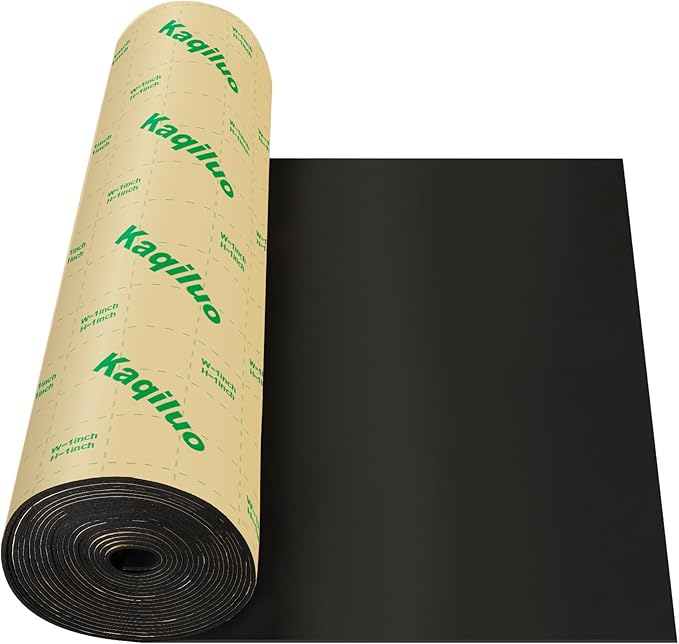 Kaqiluo Self-Adhesive Sound Insulation Acoustic Foam, 107sqft x 0.2in Thick，50+kg/m³，Sound Proof Padding,Fire,Water Resistant ,Thermal Insulation,Cold Proof Acoustic Treatment Foam
