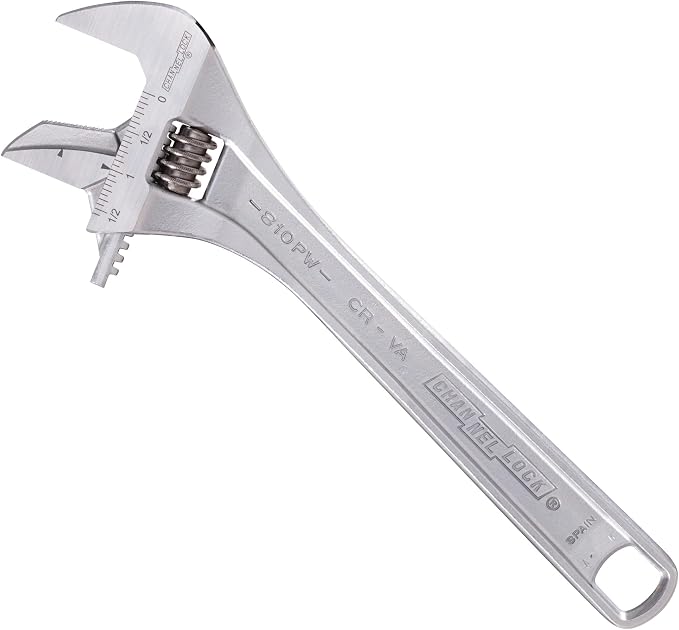 Channellock Adjustable Wrench 810PW - Reversible Jaw, Pipe Wrench Function - 10 In.