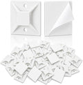 100 PCS 1" Adhesive Cable Tie Mounts – Strong Sticky Back Nylon Wire Holders for Cable Management in Home, Office, Car & Christmas Lights (White-100)