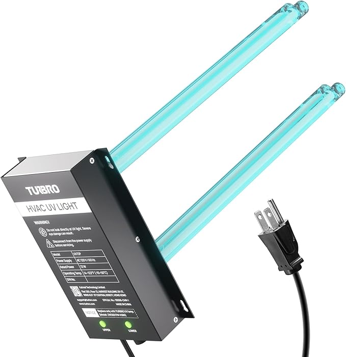 TURBRO AC 120V 72W HVAC UV Light Kit Air Purifier, ETL&CARB Certified, Comes with a 15.2 in 4-Pin 2G11 Base Lamp, Installation Template, and Ballast, for Cleaning Air and Ducted AC Systems, UV72P