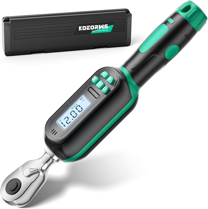 1/4 Inch Drive Digital TorqueWrench, 5.31-106.2 In.lb/0.6-12 N.m, Small Electronic Torque Wrench with Preset Value, Buzzer & LED Indicator, ±2% Accuracy Torque Wrench for Bike, Bicycle