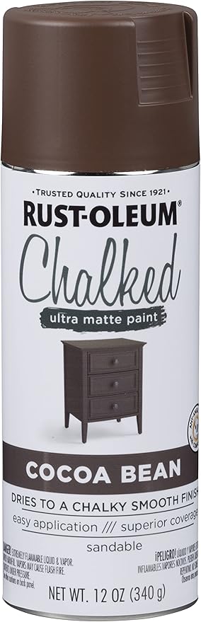 Rust-Oleum Cocoa Bean Chalked All-in-One Ultra Matte Spray Paint | One Coat Coverage | No Primer, Sanding, Or Topcoat Needed | Easy Spray Application | Made in USA | 12 OZ
