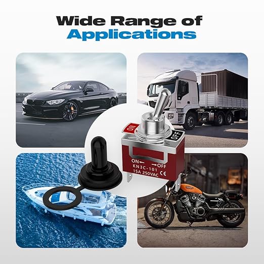 Waterproof Toggle Switch, Malictele SPST 2Pin ON/Off Marine 12V DC 30A/125VAC 20A Heavy Duty Toggle Switch with Waterproof Cap Terminals for Vehicles and Boats-2 Pack