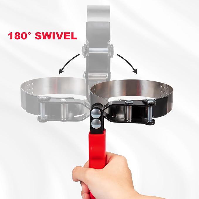 Spurtar Small Oil Filter Wrench Adjustable Swivel Oil Filter Removal Tool | Fits Filters 3-1/4" to 3-11/16" (83-94mm) for 4S Shop Auto Repair Mechanic DIY Generator Small Engine