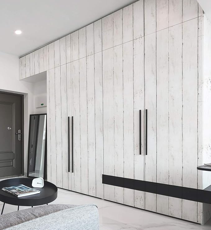 CiCiwind 118” x17.7” Wood Wallpaper Peel and Stick White Wood Wall Paper for Bathroom Bedroom Removable Waterproof Self-Adhesive Wallpaper Shiplap Contact Paper Decoral Laundry Room Vinyl Film