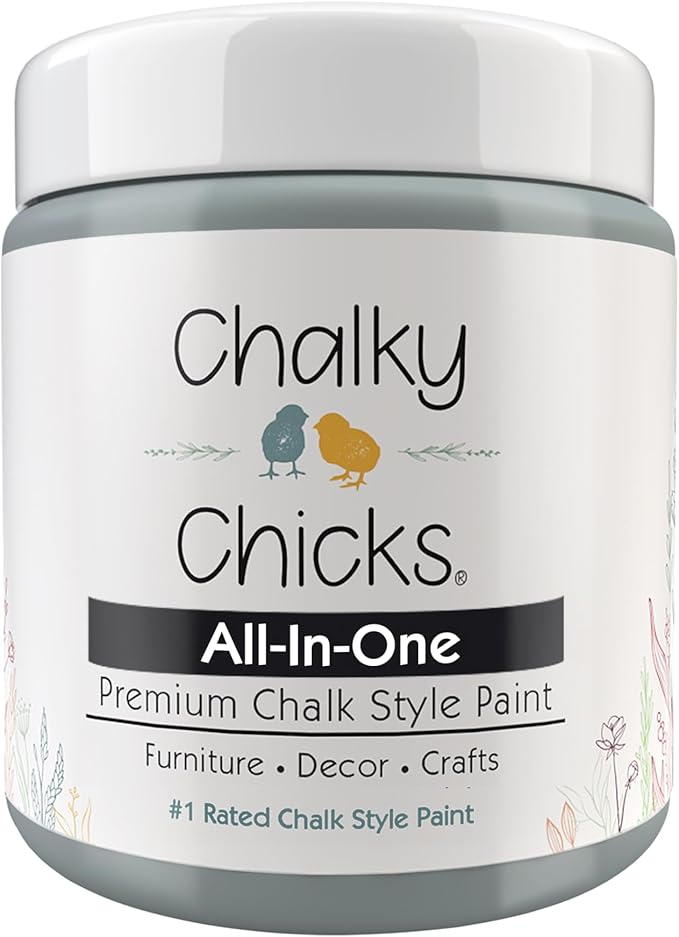 Chalky Chicks 8 Fl Oz Matte Overcast (Blue Gray) Chalk Paint for Furniture Without Sanding - No Prep Furniture Paint No Sanding All in One for Crafts, Wood, Walls, Cabinet, Metal, Dresser, Farmhouse