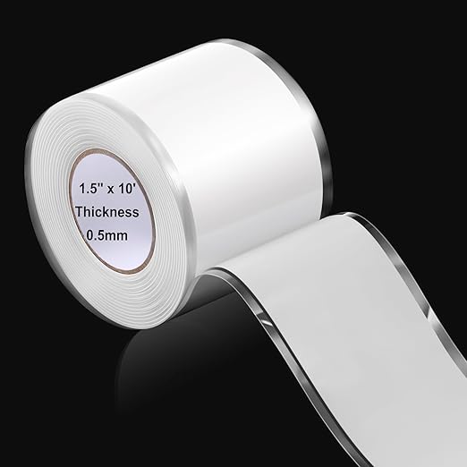 1.5 Inch x 10 ft Self Fusing Silicone Tape Waterproof Thickness 0.5mm Silicone Rubber for Plumbing, Sealing Pipes, Hose Repair, Outdoor Coax and Electrical Cables (White)