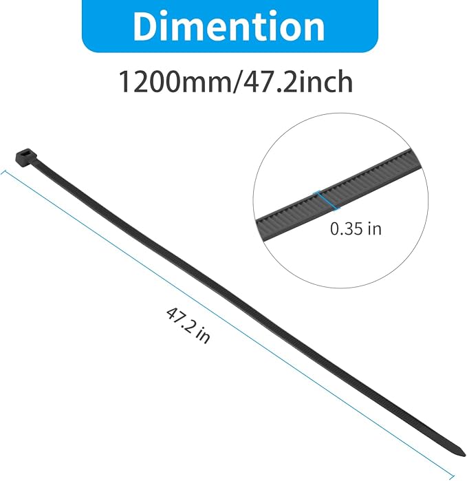 XINGO 48 Inch White Large Zip Ties Heavy Duty 150 Pack, 200 LBS Ultra Strong Plastic Wire Ties, Large Cable Ties Extra Long Tie Wraps, Indoor and Outdoor UV Resistant