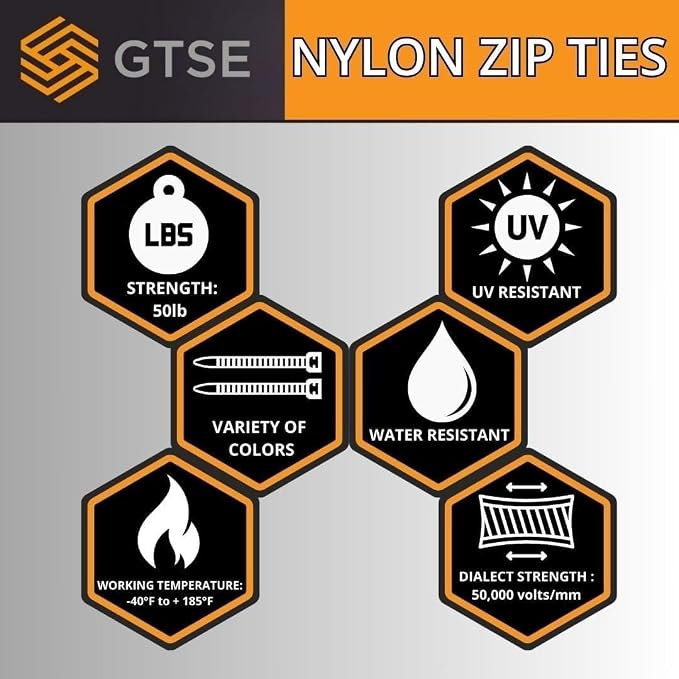 GTSE 12 Inch Orange Zip Ties, 9,000 Bulk Contractors Pack, 50lb Strength, UV Resistant Long Nylon Cable Ties, Self-Locking 12" Tie Wraps, Full Carton