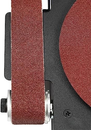 Mini Belt Disc Sander, Adjustable Speed 6-Inch Sanding Disc and 1.2 x 15-Inch Mini Bench Grinder for Wood Metal Stone Grinding, Small Spindle Sander Machine for Curve Grinding