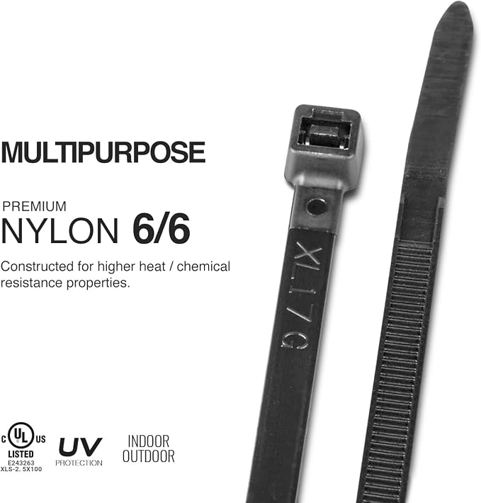 TR Industrial Multi-Purpose UV Resistant Black Cable Ties, 4 inches, 100 Pack