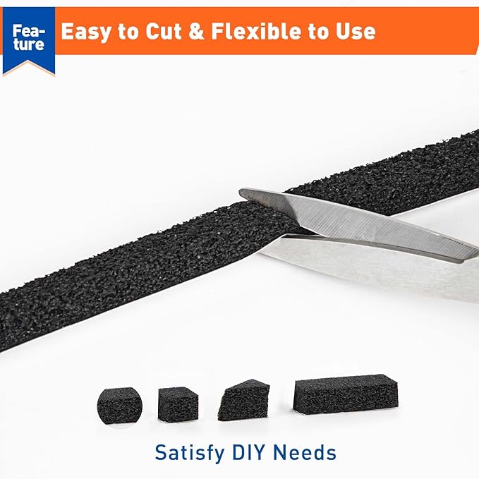 MAGZO Weather Stripping Door Seal 1/2 Inch W X 1/2 Inch T,Strong Adhesion and High Resilience Air Conditioner Foam Insulation for Doors, Total Length 13 Feet (6.5 ft x 2 Rolls)