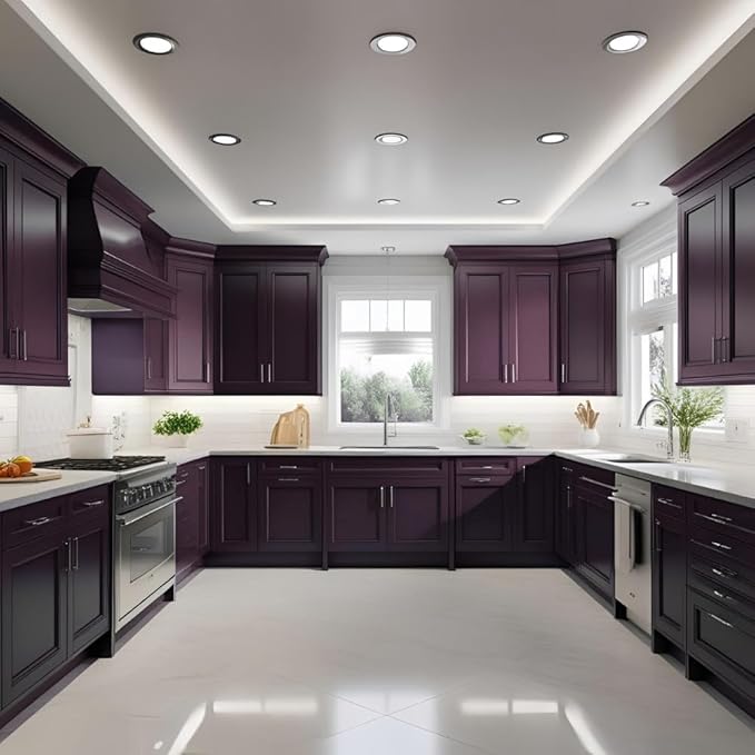 ALL-IN-ONE Paint by Heirloom Traditions, Famous (Deep Amethyst), Gallon - Durable cabinet and furniture paint. Built in primer and top coat, no sanding needed. Includes our 30 featured color card.