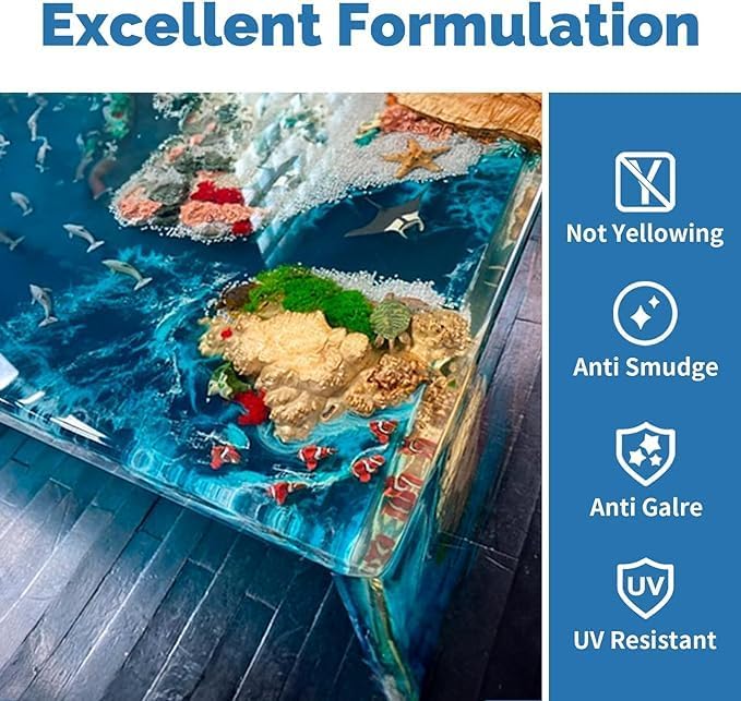 JANCHUN Crystal Clear Epoxy Resin Kit 72oz, Bubble-Free, Anti-Yellowing, Self Leveling Easy Mix 1:1 Coating and Casting Resin for Table Top, Molds, Tumbler Crafts, Painting, Jewelry, DIY Gifts
