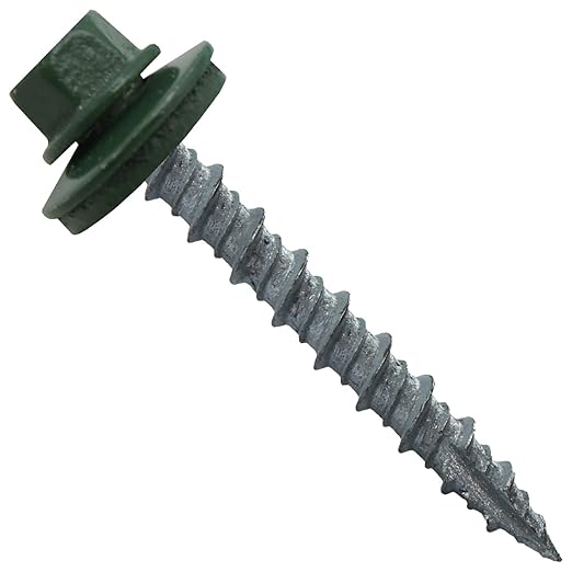 10 x 1-1/2" Evergreen Metal Roofing Screws - Hex Washer Head- Self-Starting/Tapping - EPDM Washer. 1 x 250 Count Bag - 250 Screws
