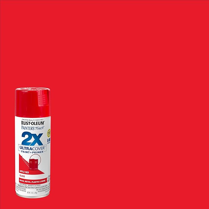 Rust-Oleum 334024 Painter's Touch 2X Ultra Cover Spray Paint, 12 oz, Gloss Apple Red (Pack of 4)