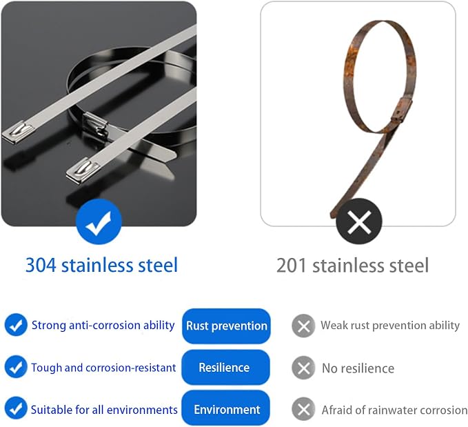 Heavy metal cable ties, 400 pcs metal cable tie gun set, 6/8/11.8in 304 stainless steel material, multifunctional self-locking cable tie tool set, suitable for fences, farms, cables, pipelines, etc