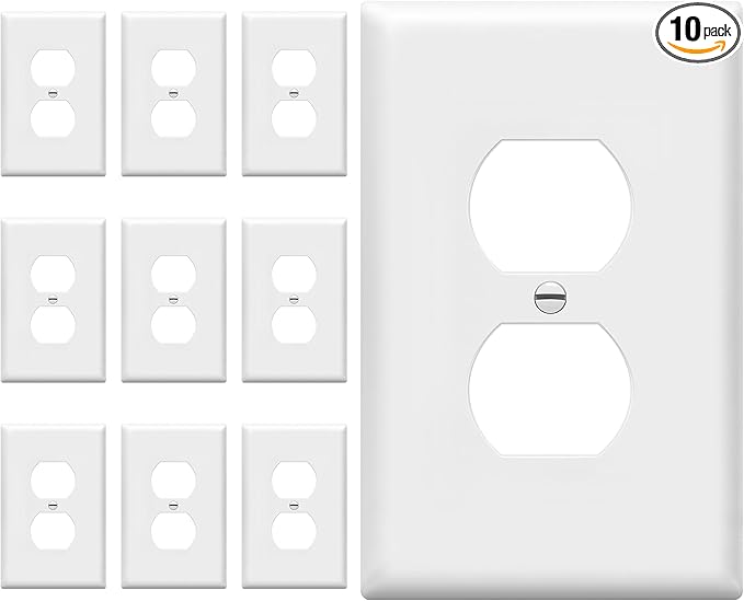 ENERLITES Mid-Size Duplex Receptacle Outlet Wall Plate, Electrical Outlet Covers Plates, Midway Size 1-Gang 4.88" x 3.11", Polycarbonate Thermoplastic, UL Listed, 8821M-W-10PCS, White (10 Pack)