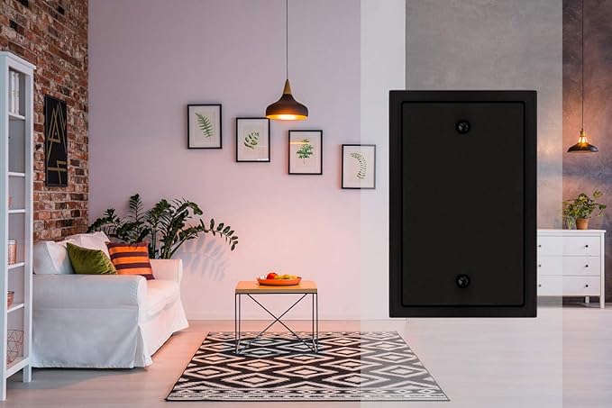 Henne Bery Modern Edge Switch Plate Wall Plate Outlet Cover, Durable Solid Zinc Alloy (Single Blank 2PK, Matte Black)