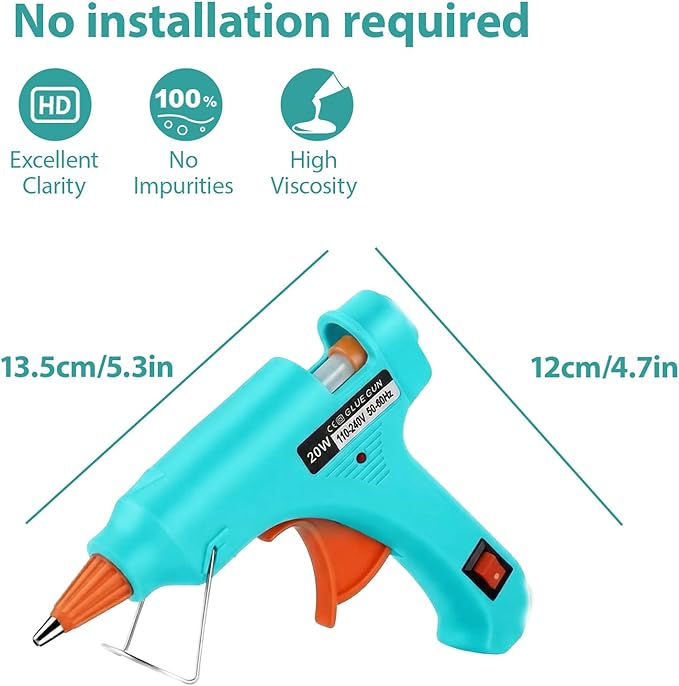 Mini Hot Glue Gun 10pcs Glue Stick Hot Glue Gun Set For Quick Repair Artist DIY Art Home 20w Lake Blue