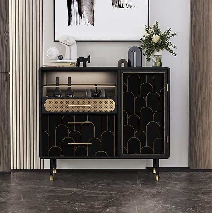 Yasinet Peel and Stick Wallpaper Black and Gold Wallpaper Modern Geometric Contact Paper for Bedroom Black Removable Self Adhesive Waterproof Wall Paper for Bathroom cabinets Vinyl 17.3”x393.7”