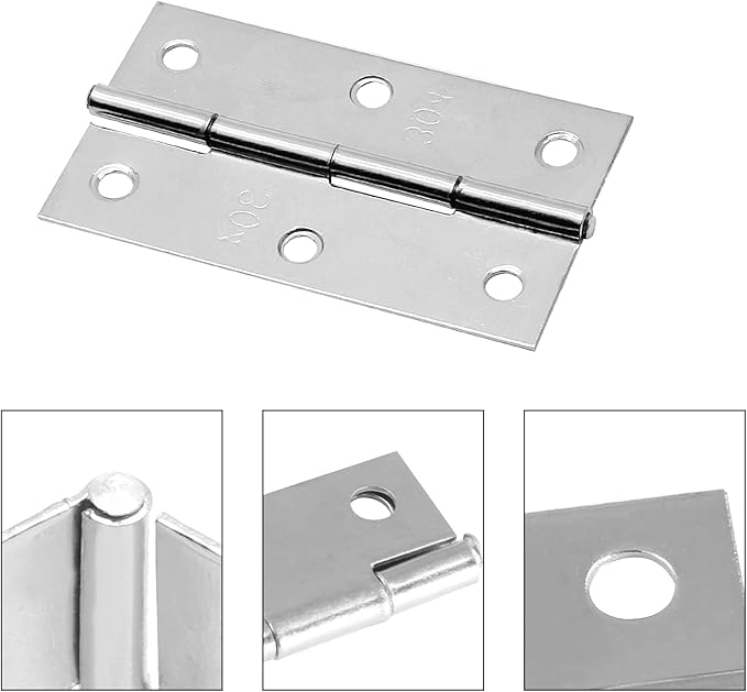 Piutouyar 6Pack Butt Hinge 3 Inch Mini Hinges 304 Stainless Steel Hinges Small Cabinet Hinges Folding Craft Hinges with Mounting Screws for Boxes Gate Drawer