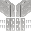 16 Pcs Small Stainless Steel Door Hinges, 2 inch Window Folding Hings, Home Furniture Hardware with 96 Screws (Silver)