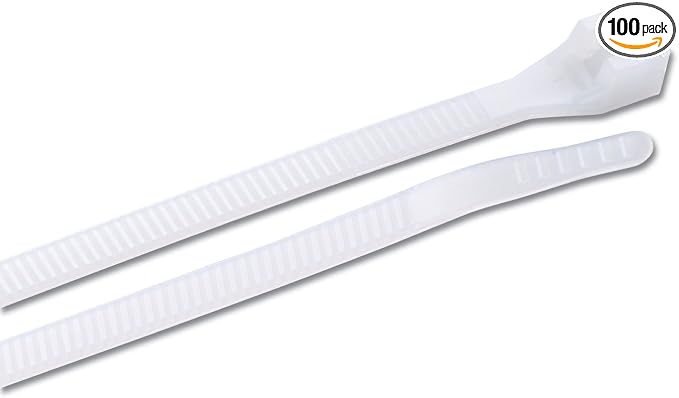 Gardner Bender 46-315 DoubleLock Cable Tie, 14 inch, 75 lb, Electrical Wire and Cord Management, Nylon Zip Tie, 100 Pk, Natural White