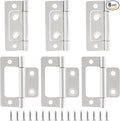 Biaungdo 6 Pcs Non-Mortise Door Hinges, 2 inch x 1 inch Bifold Butt Cabinet Hinges Vintage Furniture Hardware Antique Door Hinge with Screws for Door, Windows, Cabinet, Cupboard(White Nickel)