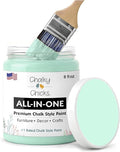 Chalky Chicks All-in-One Chalk Paint for Furniture or Cabinet - 8 Fl Oz - Matte Finish Wintergreen (Mint) for Metal, Wood Furniture Paint - No Sanding All-in-One for Home Decor & Crafts, USA Made