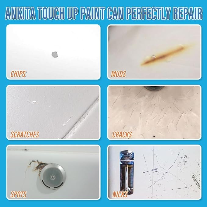 Porcelain Sink Touch Up Paint, High-Gloss Porcelain Repair Kit White & Appliance Paint for Chips, Scratches, Cracks and Spots on Enamel, Acrylic, porcelain, Sinks, Tubs, Bathtub, Appliances, Metal, Tiles in Kitchen and Bathroom. (Floral White)