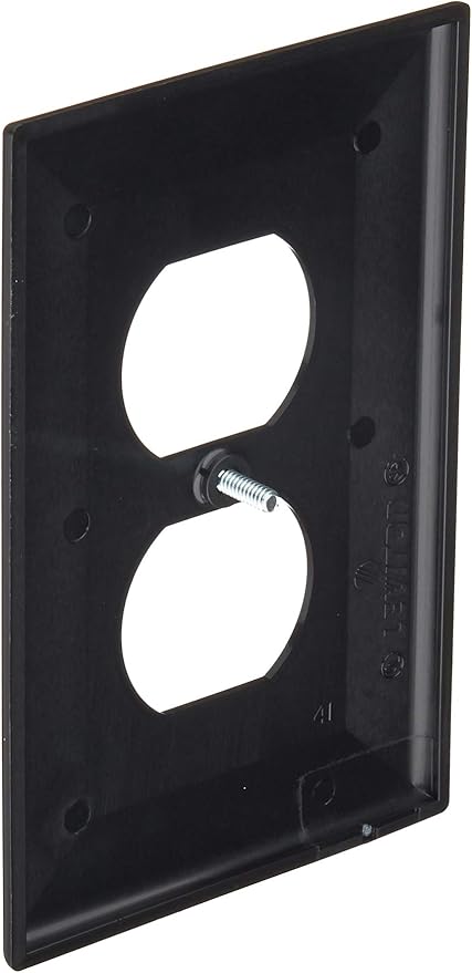 Leviton 1-Gang, 1-Duplex, Midway Nylon Wallplate, Midway Size, 1 Pack, PJ8-E, Black