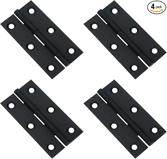 Mcredy 2.5" Cabinet Hinges Black Brass Door Hinges with Screws Box Butt Hinge Cabinet Hardware for Garages Kitchens Bathroom, 4 Packs