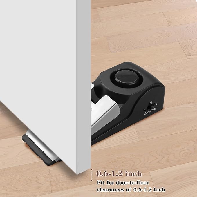 EMDMAK Door Stop Alarm with 120DB Siren Door Stop for Home & Travel (Black) (Pack of 2)