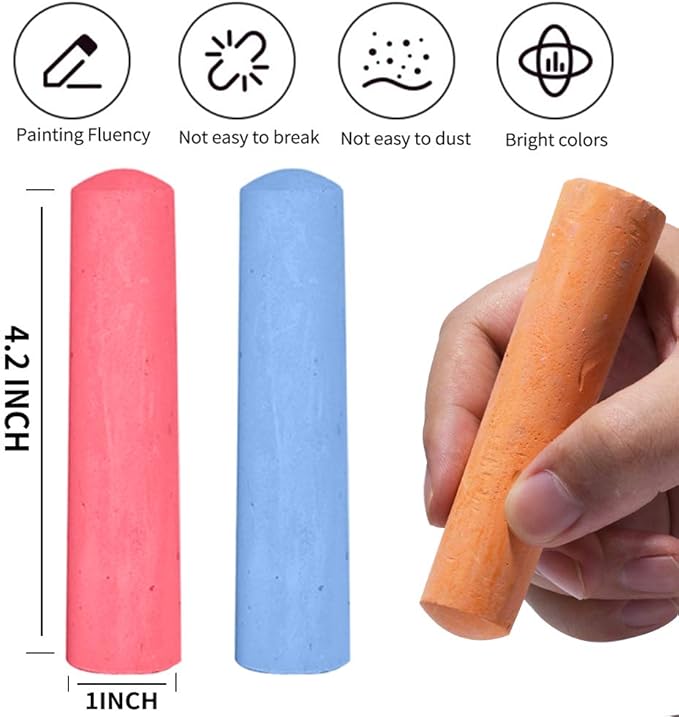 162 Pack 18 Colors Washable Sidewalk Chalk Set, Non-Toxic Jumbo Chalk for Outdoor Art Play, Paint on Playground, School Classroom Chalkboard, Office Blackboard, Outside Toys Gift For Kid and Adult