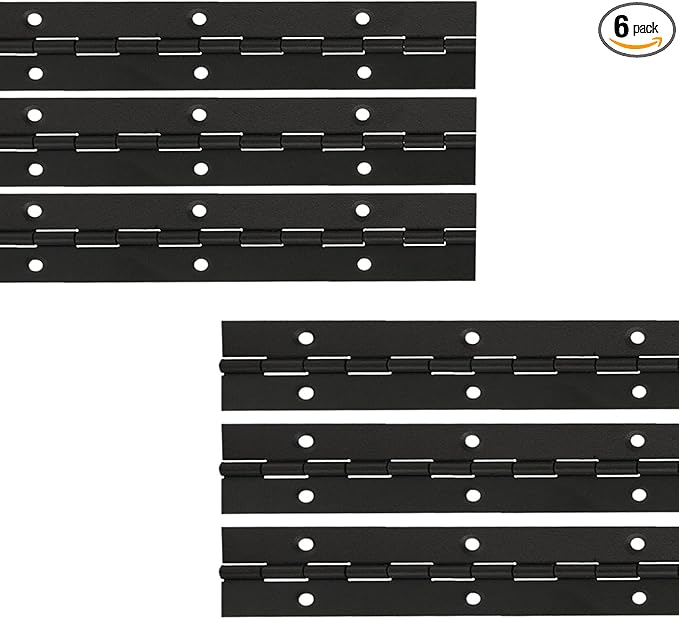 6Pcs 6 Inch Continuous & Piano Hinges, Black Stainless Steel 304 Continuous Folding Hinges for Doors, Cabinets, Window