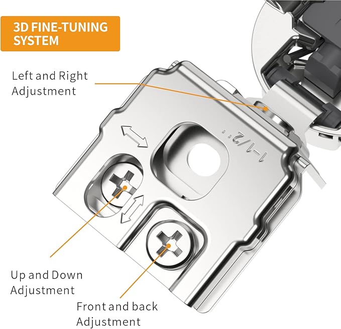 Chibery 8 Pack 1-1/2" Overlay 3D Soft Close Concealed Hinge for Face Frame Door, Satin Nickel, Hidden 105 Open Angle Stainless Steel Hinge for Kitchen Cabinet Door