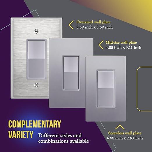 ENERLITES 4-Way Decorator Light Switch, Four Way Paddle Rocker Switch, Gloss Finish, Ground Wire Lead Attached, Residential/Commercial Grade, 15A 120V/277V, UL Listed, 94150-SV, Silver
