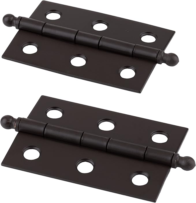Oil Rubbed Bronze Plated Butt Hinges with Ball Finials | 2" High x 1 3/8" Wide | Pack of 20 | Cabinet Door Hinges with Removable Pin | UA-221-HOB (10)